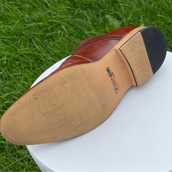 Stacy Adams Dickinson Shoes Mens 7.5 Cognac Brown Lace Up Cap Toe Oxford Dress - Picture 12 of 13